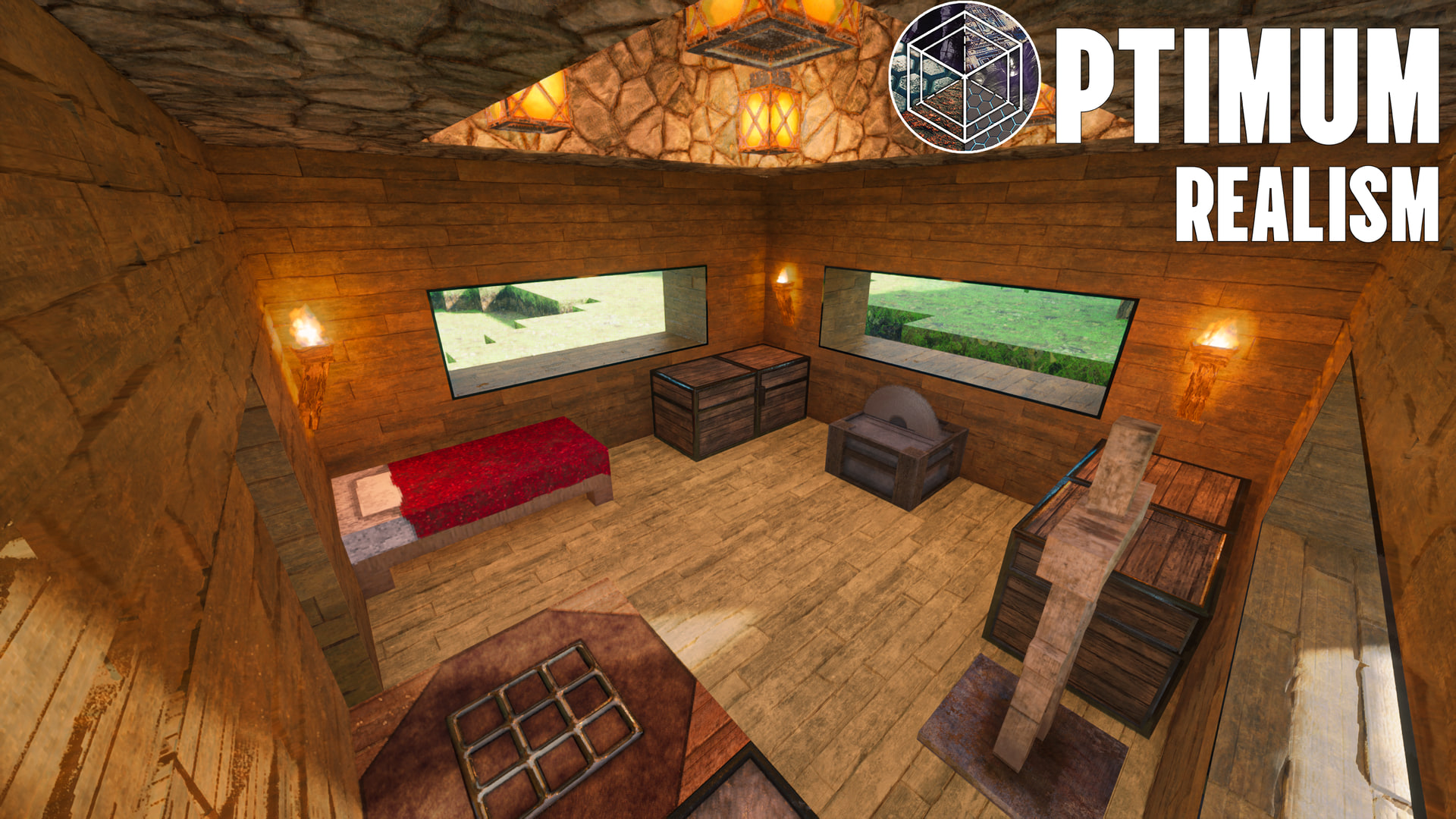 Warm interior lighting with realistic textures
