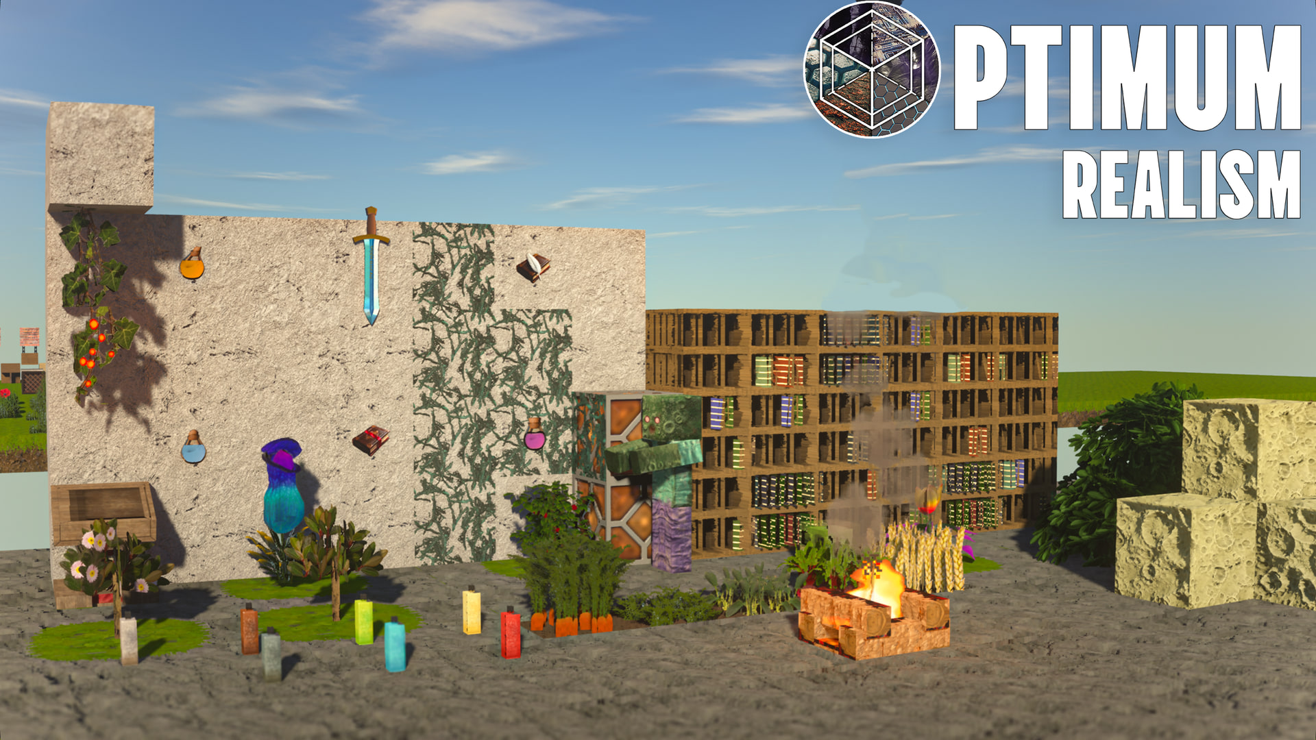 Collage of different textured blocks