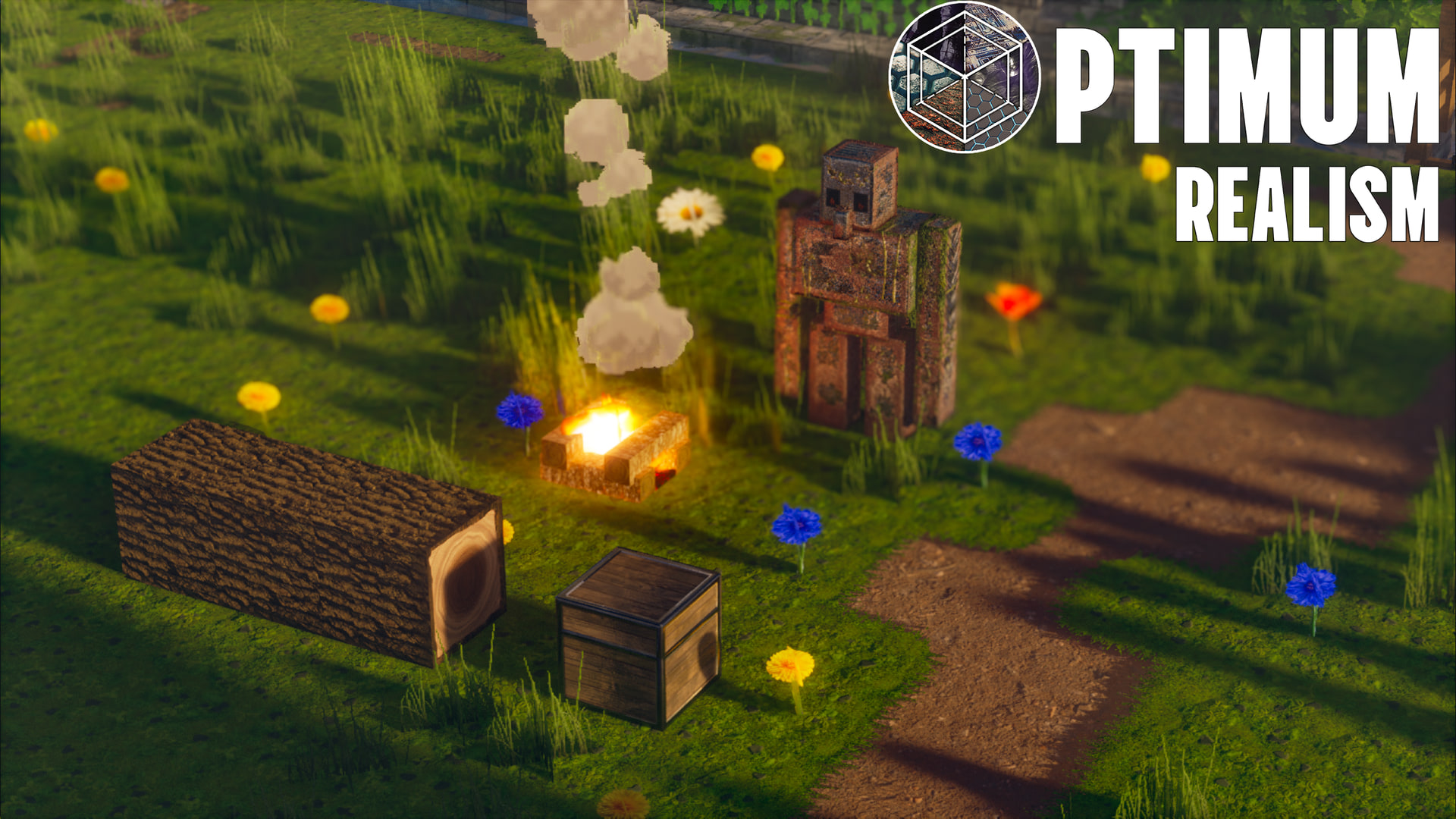 A golem taking heat from a campfire