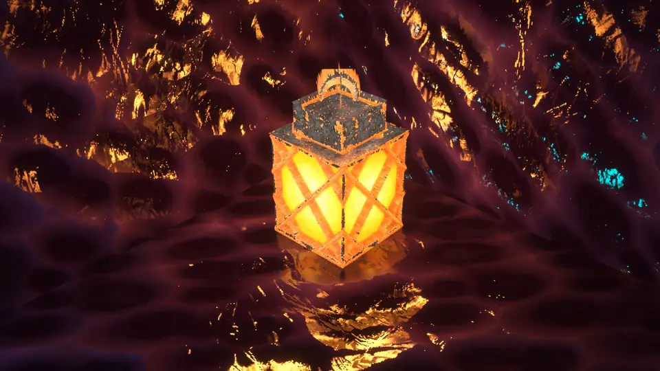 Lantern glowing in dark environment