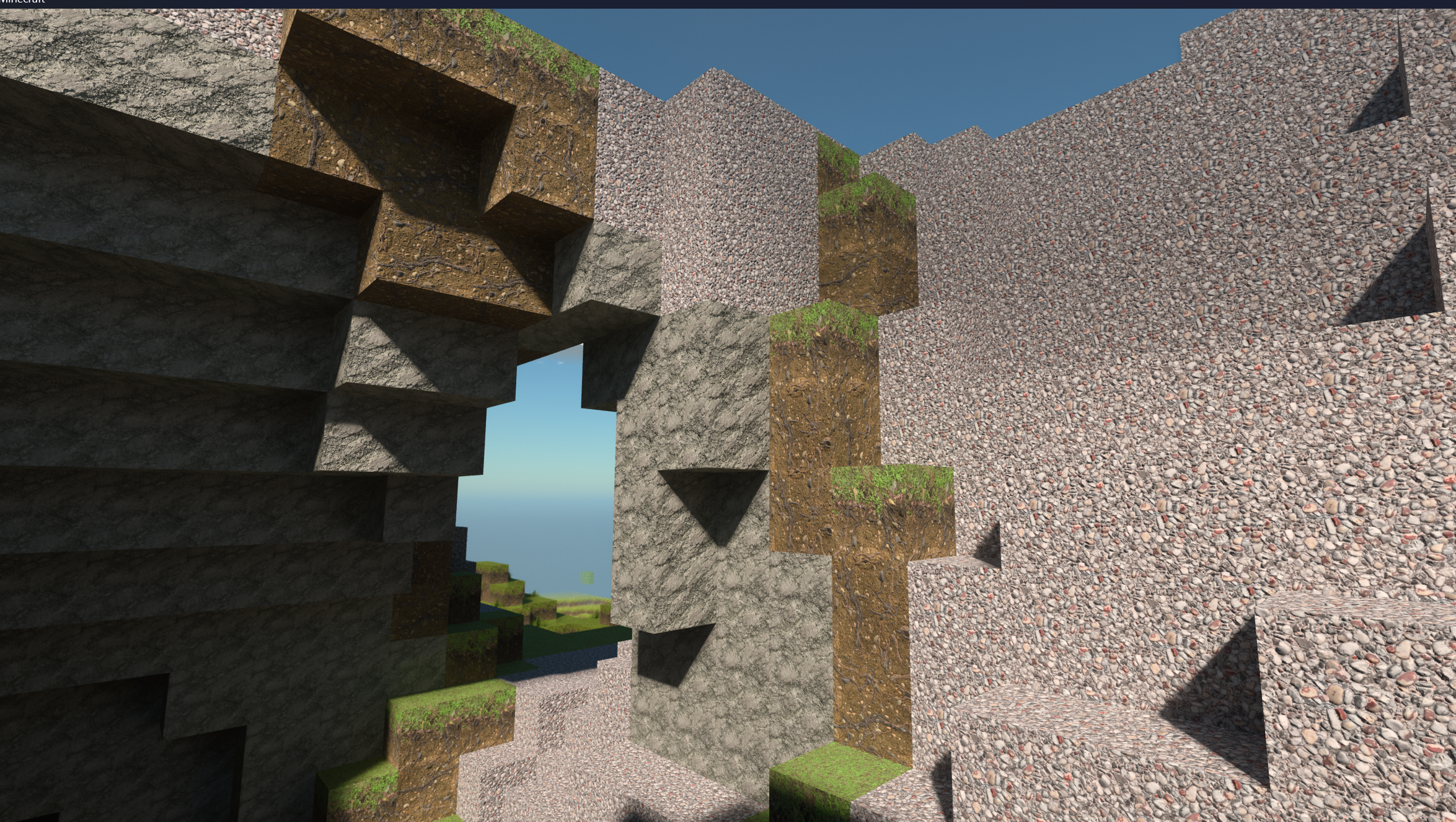 Optimum Realism Bedrock RTX — detailed PBR stone cliffs with realistic depth and shadows