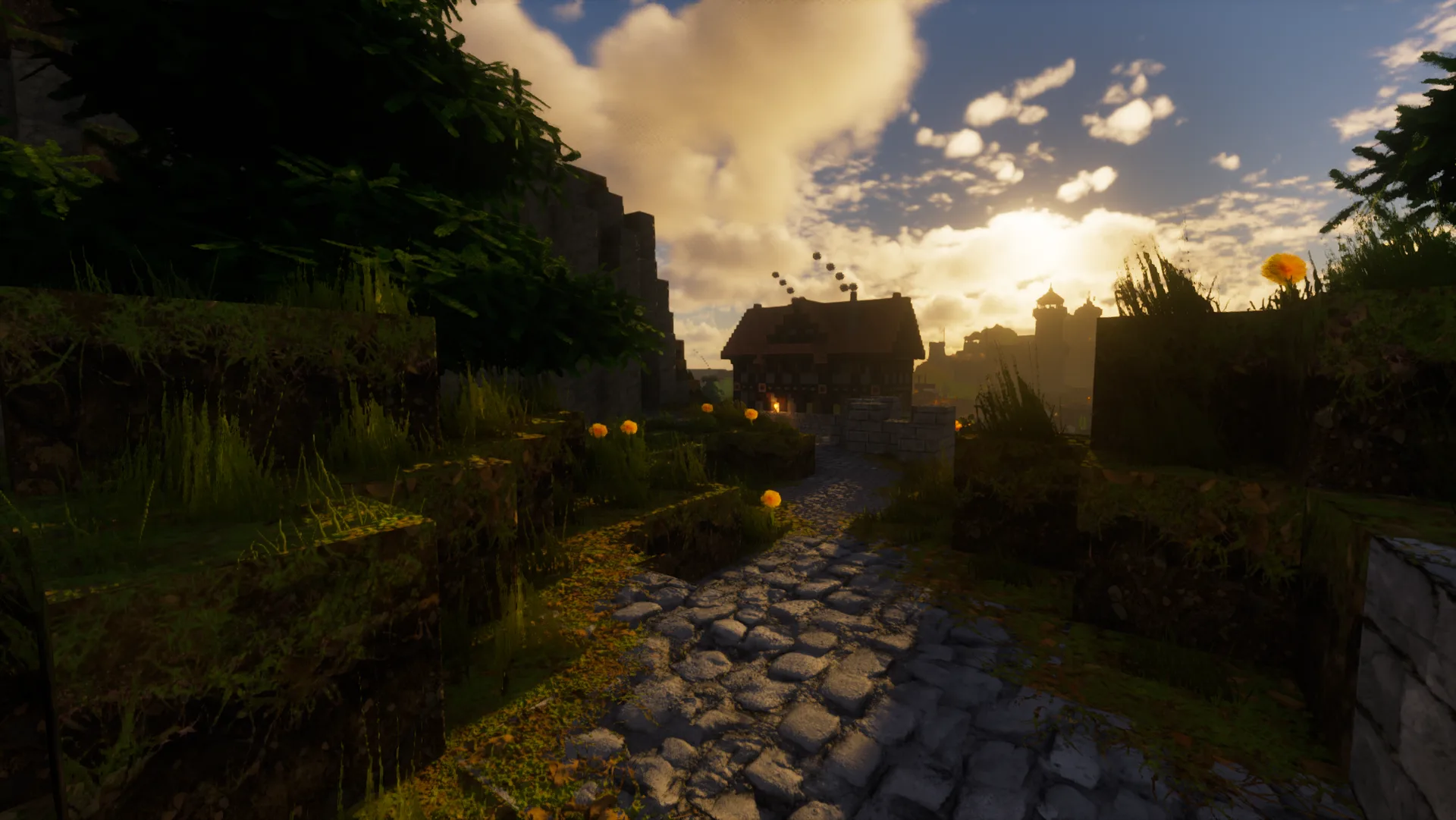 The same scene with Optimum Realism textures and a shader