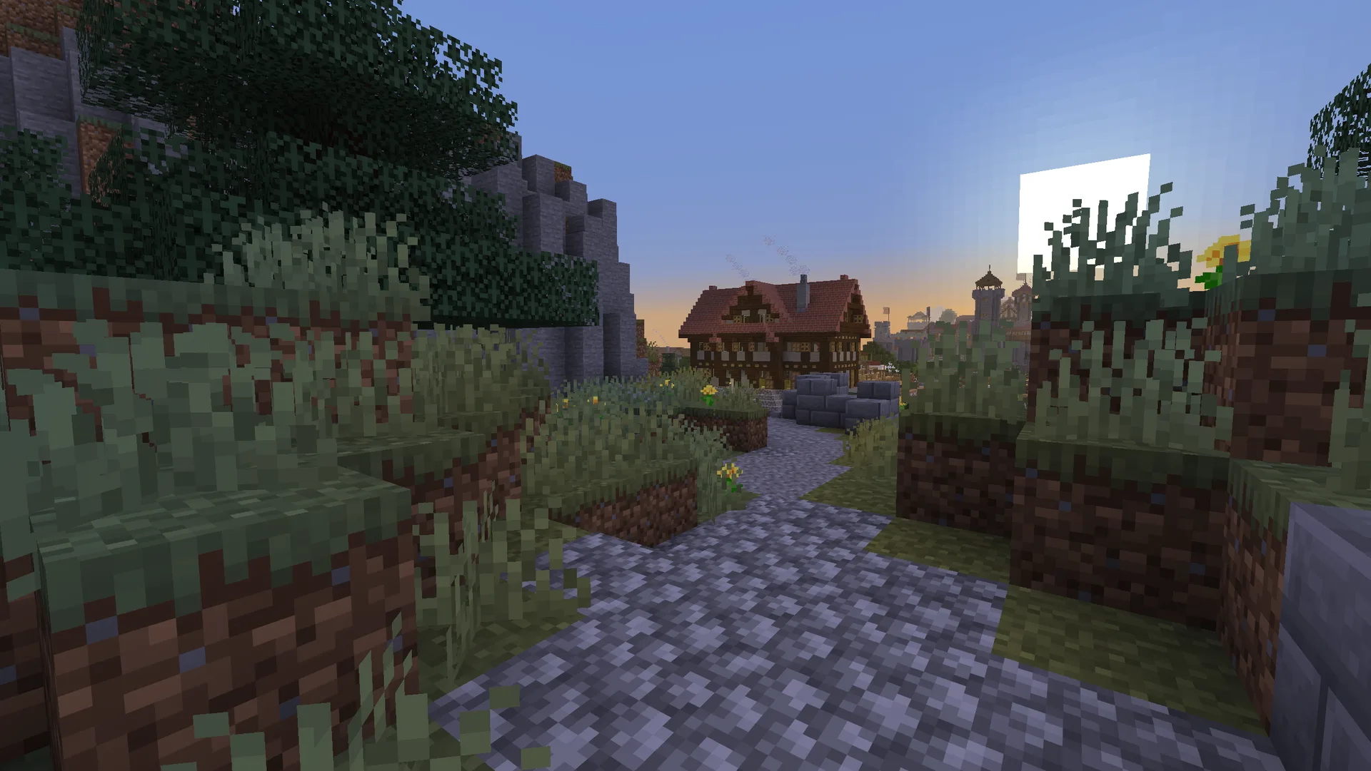 Vanilla Minecraft — the same scene without the pack